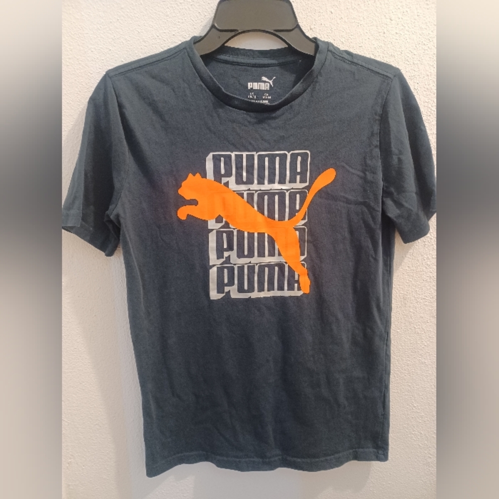 Puma Overlapping Logo Tee Shirt Short Sleeve Size L (14-16) 100% Cotton